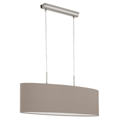 31581 Подвес PASTERI, 2х60W (E27), 750х220, никель мат./текстиль, серо-коричневый