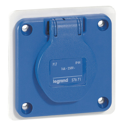 Legrand Встраиваемая розетка бытового назначения - P17 Tempra Pro - французский стандарт - со шторками - синий, 057671
