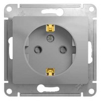 Glossa Розетка 2К+З 16А 250В~ со шторками, алюм. Glossa Розетка 2К+З 16А 250В~ со шторками, алюм.