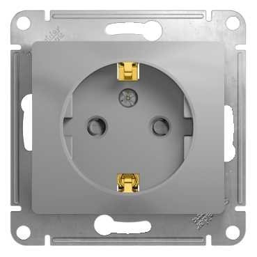 Glossa Розетка 2К+З 16А 250В~ со шторками, алюм.