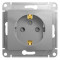 Glossa Розетка 2К+З 16А 250В~ со шторками, алюм.