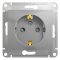 Glossa Розетка 2К+З 16А 250В~ со шторками, алюм.