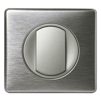 Legrand Выключатель 1-клавишный, вставка - титан,  металлик - Алюминий, серия Celiane