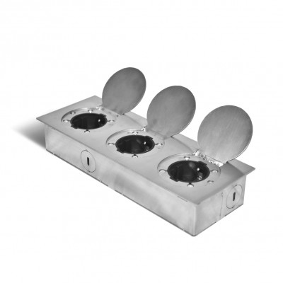 Металлический Люк в пол на 3 розетки, Нержавеющая сталь