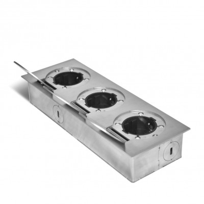 Металлический Люк в пол на 3 розетки, Нержавеющая сталь