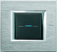 Выключатель 1-клавишный, вставка - антрацит, прямоугольная рамка Axolute - хром