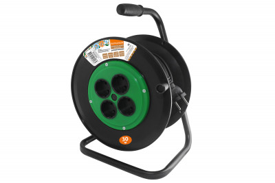 Удлинитель на катушке силовой народный 4 гнезда ПВС 2200 Вт с/з, 30м, SQ1307-0512