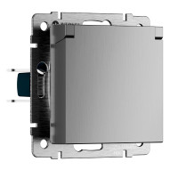 Werkel W1171209/ Розетка влагозащ. с зазем. с защит. крышкой и шторками N (cеребряный рифленый), a069602