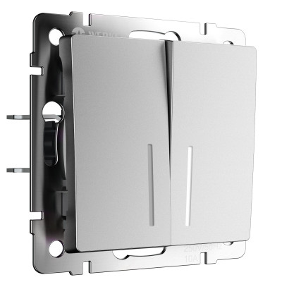 Werkel W1122165/ Выключатель двухклавишный проходной с подсветкой (серебряный матовый), a063616