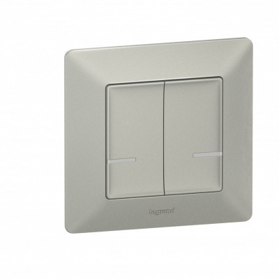 752387 - Valena Life with NETATMO.Умный беспроводной выключатель 2-клавишный.Цвет Алюминий