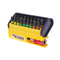 Набор бит с магнитным держателем, пластиковый кейс,  19 шт KRANZ, KR-92-0465