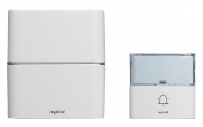 Legrand Звонок беспроводной - комплект "Премиум" - 30 рингтонов - дальность 200 м - цвет белый, 094270