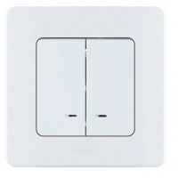 Legrand Inspiria Выключатель 2-х клавишный с подсветкой, цвет белый/жемчуг