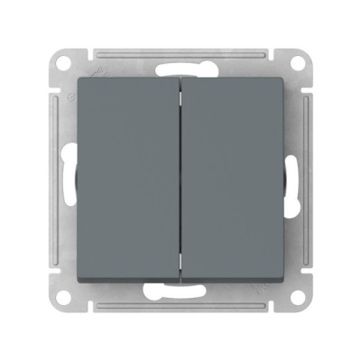 ATN000765S - ATLASDESIGN 2-клавишный ПЕРЕКЛЮЧАТЕЛЬ, сх.6+6, 10АХ, мех., быстрозажим. клем., ГРИФЕЛЬ, Systeme Electric