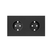 Simon 10020202-238 Кит 2 поста, фронт. Накладка на 2 розетки Schuko цвета черный матовый S100