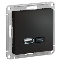 IRIDIUM Розетка USB с двумя разъемами типа A+С. Цвет черный, M0505 IRIDIUM Розетка USB с двумя разъемами типа A+С. Цвет черный, M0505