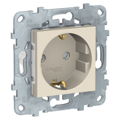 Unica New Розетка 2К+З со шторками, винт. зажим, 16 А, 250 В, беж.