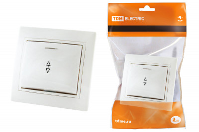 Выключатель на 2 направления 1 кл. с подсветкой 10А белый "Таймыр" TDM Electric, SQ1814-0008