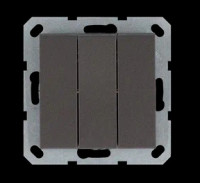 Выключатель трехклавишный 10A 250V~ с накладкой, цвет Мокко , G3031Z, Jasmart Electric