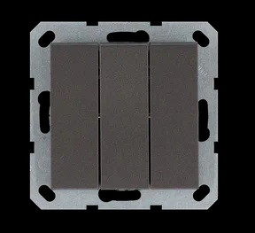 Выключатель трехклавишный 10A 250V~ с накладкой, цвет Мокко , G3031Z, Jasmart Electric