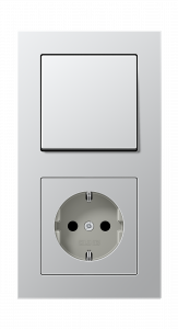 Jung Блок: Выключатель 1-клавишный с розеткой 2к+з,  серия A Creation