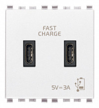 Vimar Зарядное устройство с разъемом USB C+C 5V 3A, 2 модуля, белое, 20295.CC.B