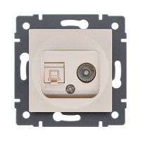 Розетка двойная TV (мама) + RJ45 Cat.6, золотой Kollinger REA-021GD для Aspekt, Eleganz, Reflex