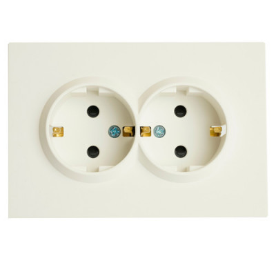 Feron Розетка 2-местная с защитной шторкой с/з, 250В, 16А, серия Эмили, RST16-5114-01, белый фарфор, soft touch, 49882, STEKKER