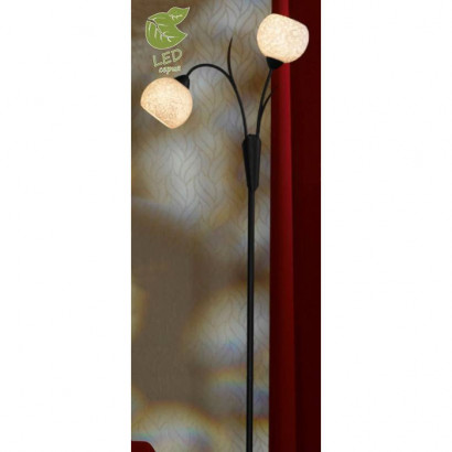 LUSSOLE BAGHERIA Торшер, цвет основания - коричневый, плафон - стекло (цвет - белый), 2x6W E14, GRLSF-6295-02