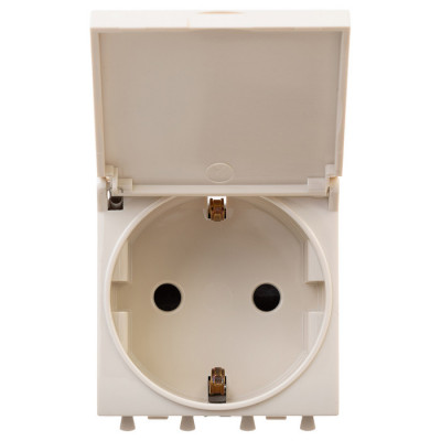 4405012 - ДКС Розетка с крышкой модульная, 2P+E, с з/ш, "Avanti", "Ванильная дымка", 2 модуля