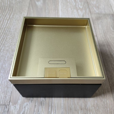 Люк напольный на 2 модуля, металлический, h=85мм, крышка с углублением (П-образн.) 17 мм, TIMIUX, золото, EU2H85UP GD