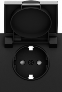 Donel S08 черный графит накладка для розетки Schuko с заземлением, с крышкой, 16A 250 В~, серия DB, DS45457