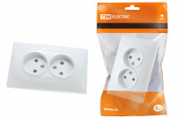 Розетка двойная 2П 10А 250В с защ. шт. белая "Лама" TDM Electric, SQ1815-0012