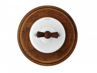 Fontini Выключатель 1-клавишный, белый фарфор, ручка и рамка - старое дерево,  Fontini, серия Garby Colonial