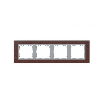 Simon S82N Рамка 4-ная, венге  - алюминий (дерево), 82947-65