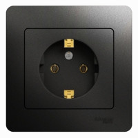 РОЗЕТКА с заземлением, 16А, в сборе, АНТРАЦИТ