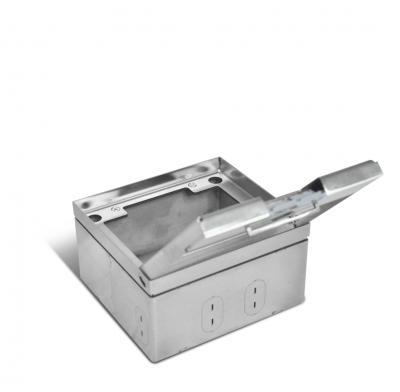 Металлический Люк в пол для розеток, на 2 модуля, Нержавеющая сталь