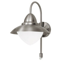 87105 Уличный светильник настенный SIDNEY с датч. движения, 1х60W(E27), H375, нерж. сталь/стекло