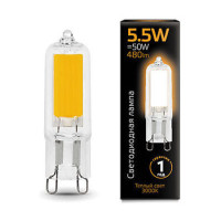 Лампа Gauss G9 AC220-240V 5.5W 480lm 3000K стекло LED 1/10/200, 107809105