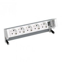 Simon 400 Алюминий Настольный розеточный блок, 5x2P+E, 1 пустой модуль, 42605000-133