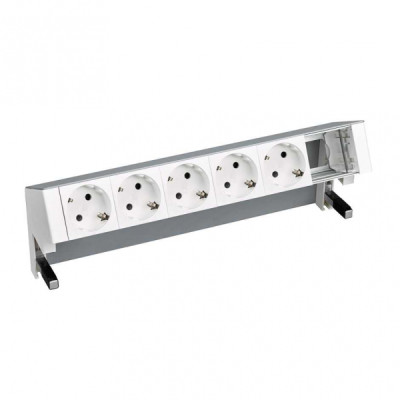 Simon 400 Алюминий Настольный розеточный блок, 5x2P+E, 1 пустой модуль, 42605000-133