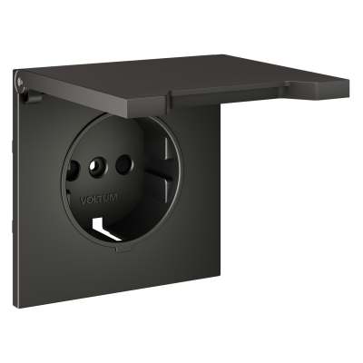 Накладка для розетки с заземлением, защитными шторками и крышкой, S70 (титан), VLS000806