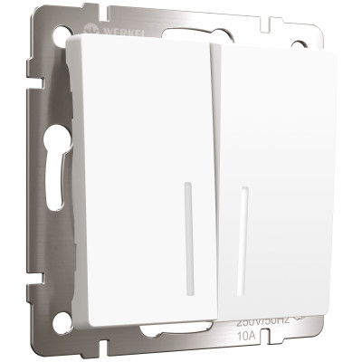 Werkel W1120161/ Выключатель двухклавишный с подсветкой (белый матовый), a059273
