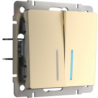 Werkel W1120111/ Выключатель двухклавишный с подсветкой (шампань), a050859