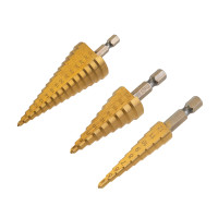 Набор ступенчатых сверл 4-12мм, 4-20мм, 4-32мм, HSS-TiN, ТИТАН, 3 шт. KRANZ, KR-12-6620