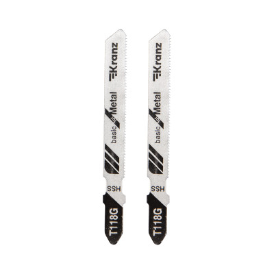 Пилка для электролобзика по металлу T118G 76 мм 25 зубьев на дюйм 0,9-1,2 мм (2 шт./уп.) Kranz, KR-92-0315