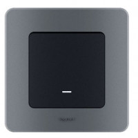 Legrand Inspiria Выключатель 1-х клавишный с подсветкой, цвет антрацит/дымчатый