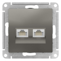 ATN000988 - ATLASDESIGN РОЗЕТКА двойная компьютерная RJ45+RJ45 кат. 6А, механизм, СТАЛЬ, Systeme Electric