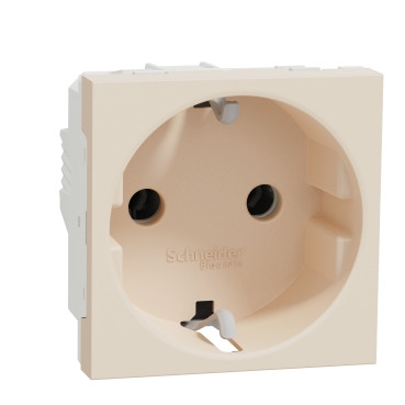 NU303644 - SE UNICA MODULAR РОЗЕТКА с заземл., без шторок, винт. зажим, 16А, 250В, 2 мод, БЕЖЕВЫЙ, Schneider Electric