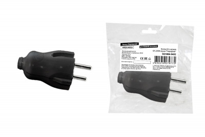 Вилка б/з черная 6А 250В серии "Народная", SQ1806-0402